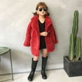 thumbnail image 3 of KAUOD Girls Fuzzy Peacoat Plain Open Front Collar Sherpa Outwear Kids Toddler Winter Padded Fleece Warm Coats with Pockets, 3 of 3