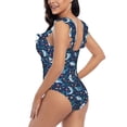 thumbnail image 4 of Goofa Sea Sharks Print Women's Ruffled One Piece Swimsuit V Neck, 4 of 7