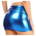 thumbnail image 4 of Sakkas Kaie Women's Shiny Metallic Liquid Wet Look Mini Skirt - Turquoise - Small, 4 of 6