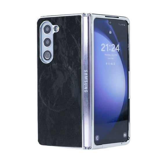 For Samsung Galaxy Z Fold 7 Magnetic Phone Case,Compatible with Mag-Safe,Electroplated Bumper Design,PU Leather Shockproof Anti-Scratch Rugged Ultra Slim Thin Fit Phone Case,Black