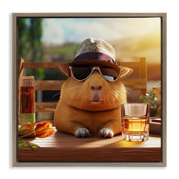 Stupell Industries Eclectic Capybara & Summer Scenery Brown Floating Frame Canvas Art, 18 x 18, by Jim Baldwin