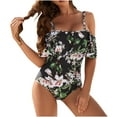 thumbnail image 1 of Traje de baño sexy con estampado de hojas de vendaje de una pieza de talla grande para mujer informal de moda Fridja  nalpqowj53035, 1 of 8