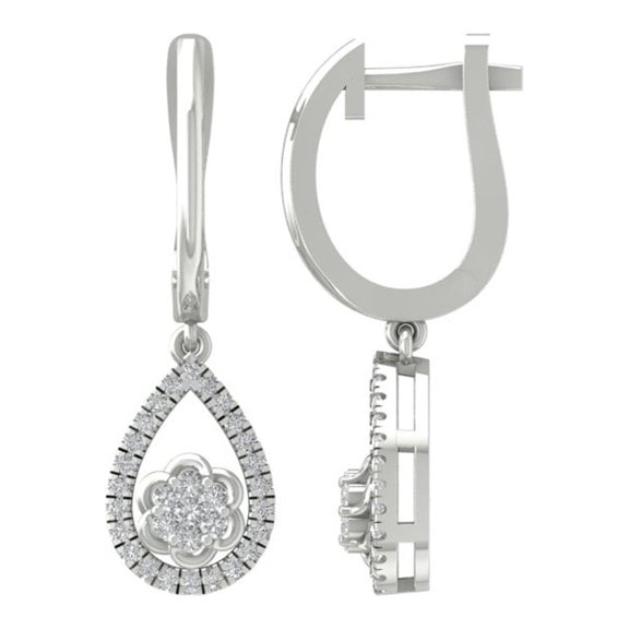 ARAIYA 10K White Gold Round Lab Grown Diamond Dangle Earrings (1/3 cttw, VS Clarity, D-E Color)
