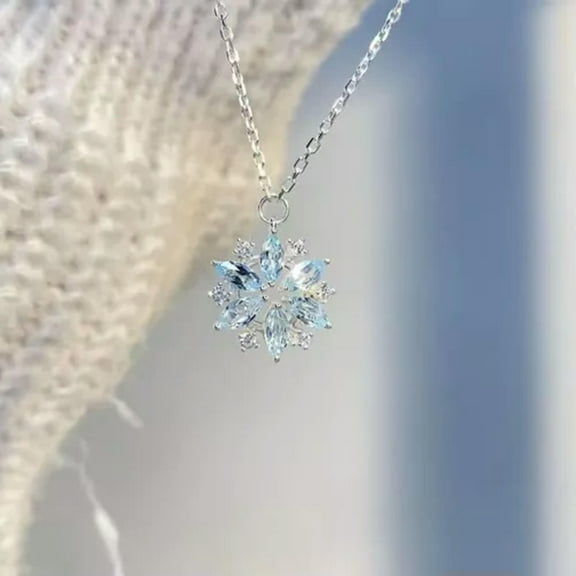 GKNET Fashion Christmas Deer Elk Crystal Zircon Pendant Necklace Clavicle Chain Women-7.Snowflake