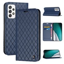 Dteck Wallet Case for Samsung Galaxy A33 5G,RFID Blocking Card Cash Pocket Embossing PU Leather Magnetic Folio Flip Stand Phone Cover,Blue