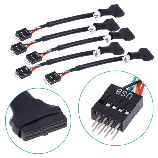 Cable Adaptador Cable de placa base de 20/19 pines USB 3.0 hembra a 9 pines USB 2.0 macho