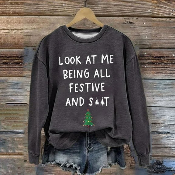 Up To 50% Off Oversized Crewneck Sweatshirt Women Women's Printed Casual Long Sleeve Sweatshirt Winter Sweatshirt Top Christmas Red Casual Printed Sweatshirt