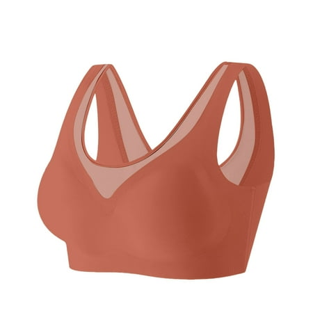 Cqxid525 Sports Bras for Women Women s Thin Breathable Non Marking Back Without Ring Fixed Cup Solid Color Splicing Tank Top Bra Underwear Xxl Red