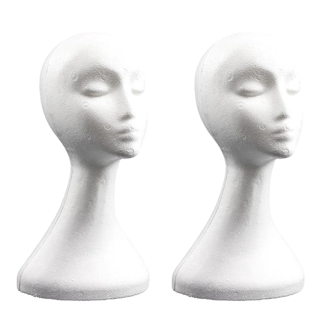 2x maniquí femenino Baoblaze espuma de poliestireno 20 pulgadas peluca gafas sombrero