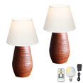 thumbnail image 1 of FSLiving Rustic Terracotta Ceramic Pot White Fabric Shade Cone Shape Table Lamp Rechargeable Battery Operated RGB Bulbs by Remote, Wireless Timer and 15 Color Temperature, Terra Cotta Honeycomb, 1 of 7