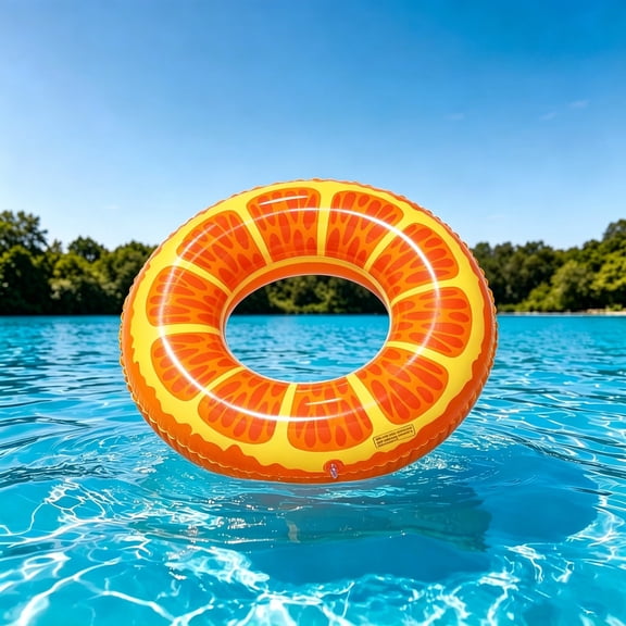 Linnome Fruit Inflatable Swim Ring Extra Thick Round PVC Water Lounger for Pool Beach Summer Water Leisure Floating Gear