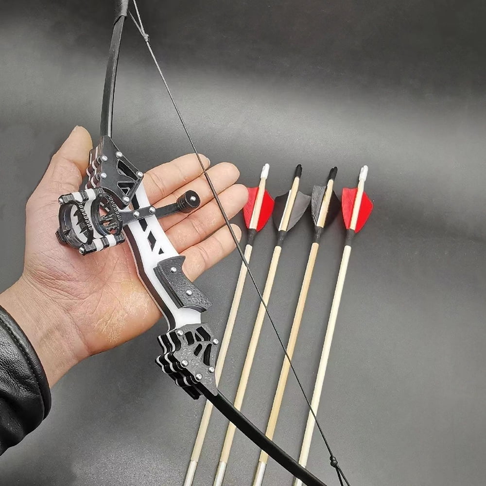 SNOWEAGLE 18.7-inch Bow And Arrow,Stainless Steel Mini Bow , Arrow Mini Reverse Bow, Mini Composite Bow, Metal Bow, Indoor Competitive Shooting Sports Shooting