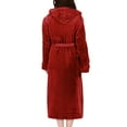 thumbnail image 5 of UVN Long Robes for Women Winter Plush Fleece Hooded Bathrobe Soft Cozy Fluffy Sleepwear Nightgown with Pockets, 5 of 11