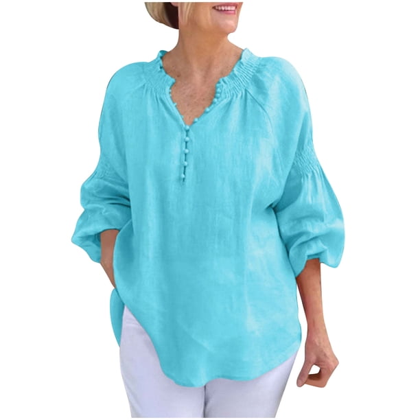 Vestidos Casuales Para Mujer, Blusas De Mujer De Moda Cárdigan informal de lino para mujer con mangas tres cuartos, color transparente, multicolor.