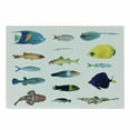 thumbnail image 1 of Maritime Cutting Board, Marine Life Creatures with Cardinalfish Clownfish Stingray Exotic Fauna Sea Theme, Decorative Tempered Glass Cutting and Serving Board, Small Size, Multicolor, by Ambesonne, 1 of 1