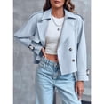 thumbnail image 2 of Women Crop Top Double Breasted Trench Coat with Shoulder Sleeves and Cut Jacket with Pockets, 2 of 5