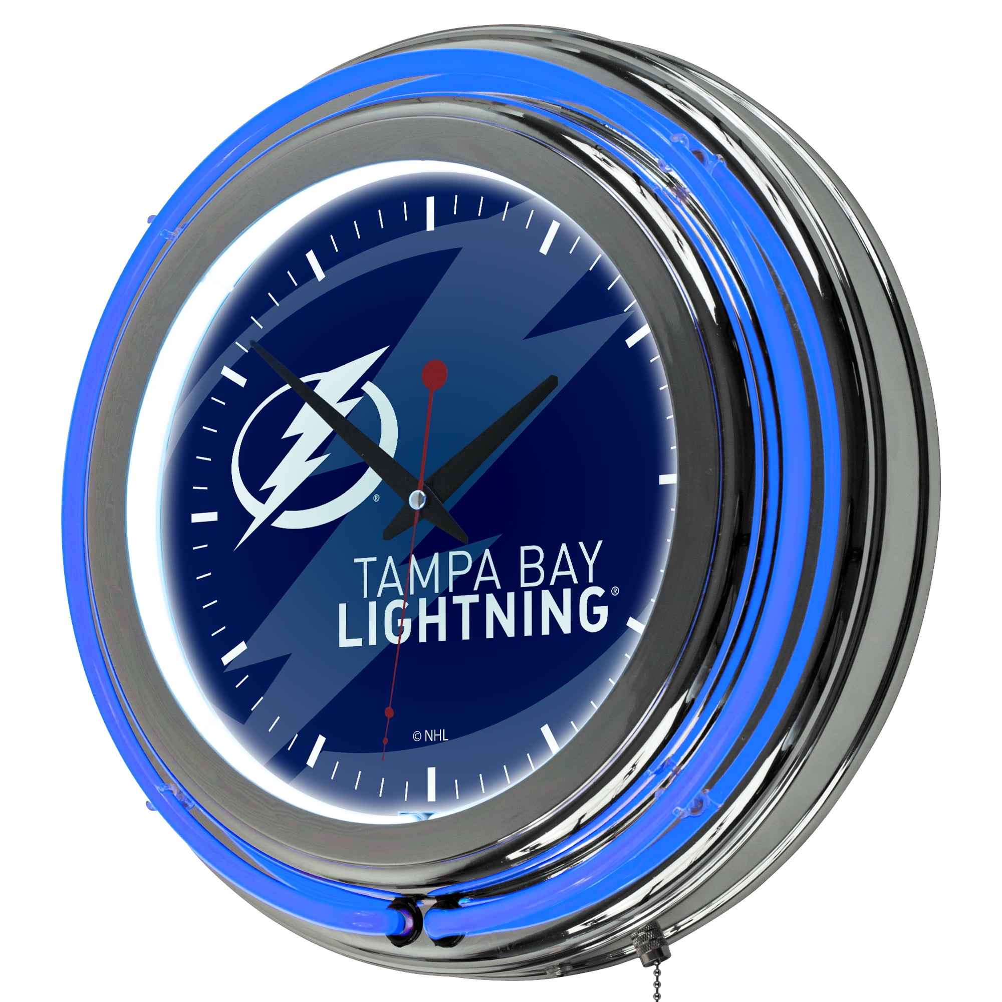 NHL Chrome Double Rung Neon Clock Watermark Tampa Bay Lightning