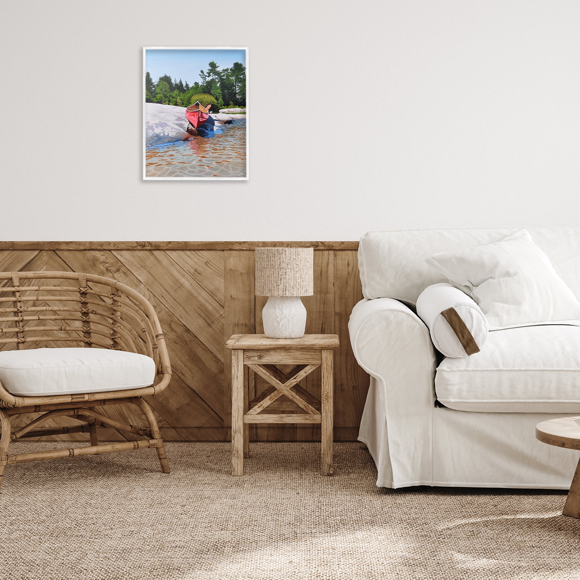 Stupell Industries Canoe at Water's Edge White Framed Giclee Art, design by Kenneth M Kirsch