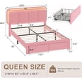thumbnail image 2 of Virans Queen Size Velvet Upholstered Bed Frame with Headboard & 2 Storage Drawers,Princess Platform Bed Frame with Charging Station & LED,No Box Spring Needed,Pink, 2 of 9