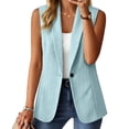 thumbnail image 2 of YgkuHd Spring Blazers for Women Lapel with Pockets Long Sleeve Wavy Stripe Suit Jacket Lightweight Casual Office Work Outfits,Light Blue_M, 2 of 6
