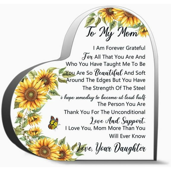 To My Mom Forever Love You Decor Acrylic Heart Gifts Sign Office Art Decorations