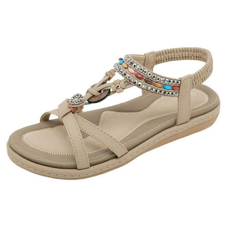 

PEASKJP Womens Sandals Wide Width Womens Bianca Wedge Heel Flip Flop Sandal with Tru Comfort (Beige 7)