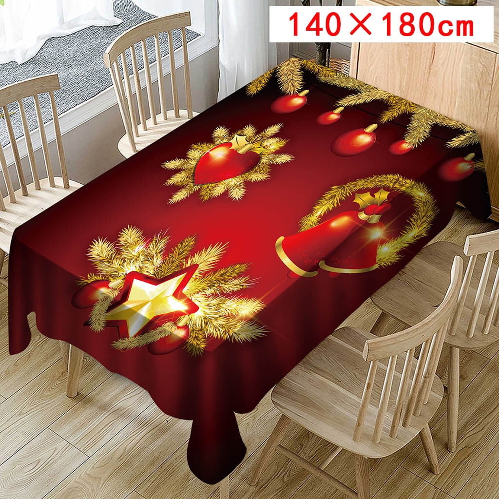 Christmas Tablecloth Print Rectangle Table Cover Holiday Party Home Decor