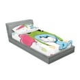 thumbnail image 2 of Ambesonne Cartoon Fitted Sheet & Pillow Sham Set, Puppy Dog in Frog Hat, Twin, Blue Pink Green, 2 of 2