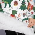 thumbnail image 3 of Oversized Wearable Blanket Hoodie,Green Dinosaurs Christmas Pattern Sherpa Blanket Hoodie with Super Pockets,Super Warm Fuzzy Pullover for Women & Men, 3 of 6