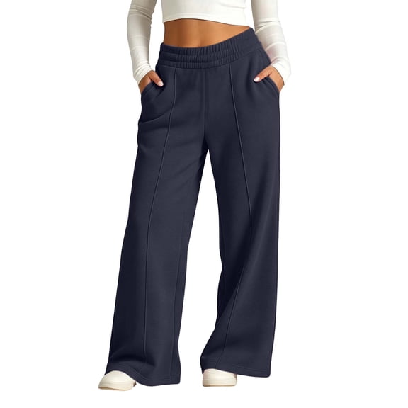 Ohufall Boys Girls Sweatpant Winter Solid Color Sweatpants Elastic Waist Pockets Pleated Pants 5-15Y