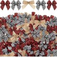 thumbnail image 2 of 150 piezas de mini lazo natural a cuadros de Navidad, pequeño lazo hecho a mano, lazo para el pelo, lazo pequeño, lazo a cuadros de búfalo, suministros para manualidades, costura, decoración de fiesta, 2 of 4