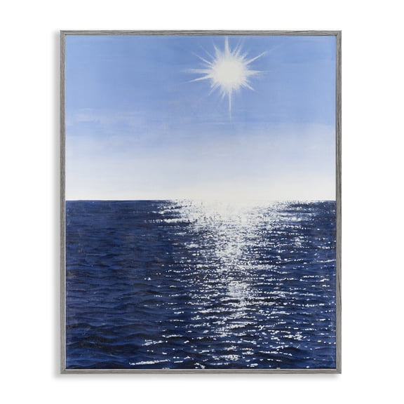 Stupell Industries Coastal Summer Sunlight Ocean Reflection Gray Framed Giclee Art, 11 x 14, by Michael Willett
