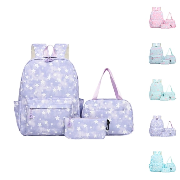 Back To School Backpack Star Prints Cute Backpack Stationery Pouch Lunch Box Pouch Students Backpacks Three-Piece Set