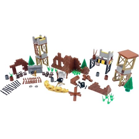 General Jim's Military Brick Building Set - Custom Building Blocks Battle Scene - Weapons, Forts, Walls, Lookout Towers, Sandbags, Trees and More - World War 2 Set for Teens and Adults