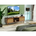 thumbnail image 3 of Mid Century Modern Rattan TV Stand for 55/60/65 inch TV , Entertainment Cabinet, Media Console for Living Room Bedroom Media Room, Solid Wood Feet & Rattan Cabinet Doors, 3 of 12