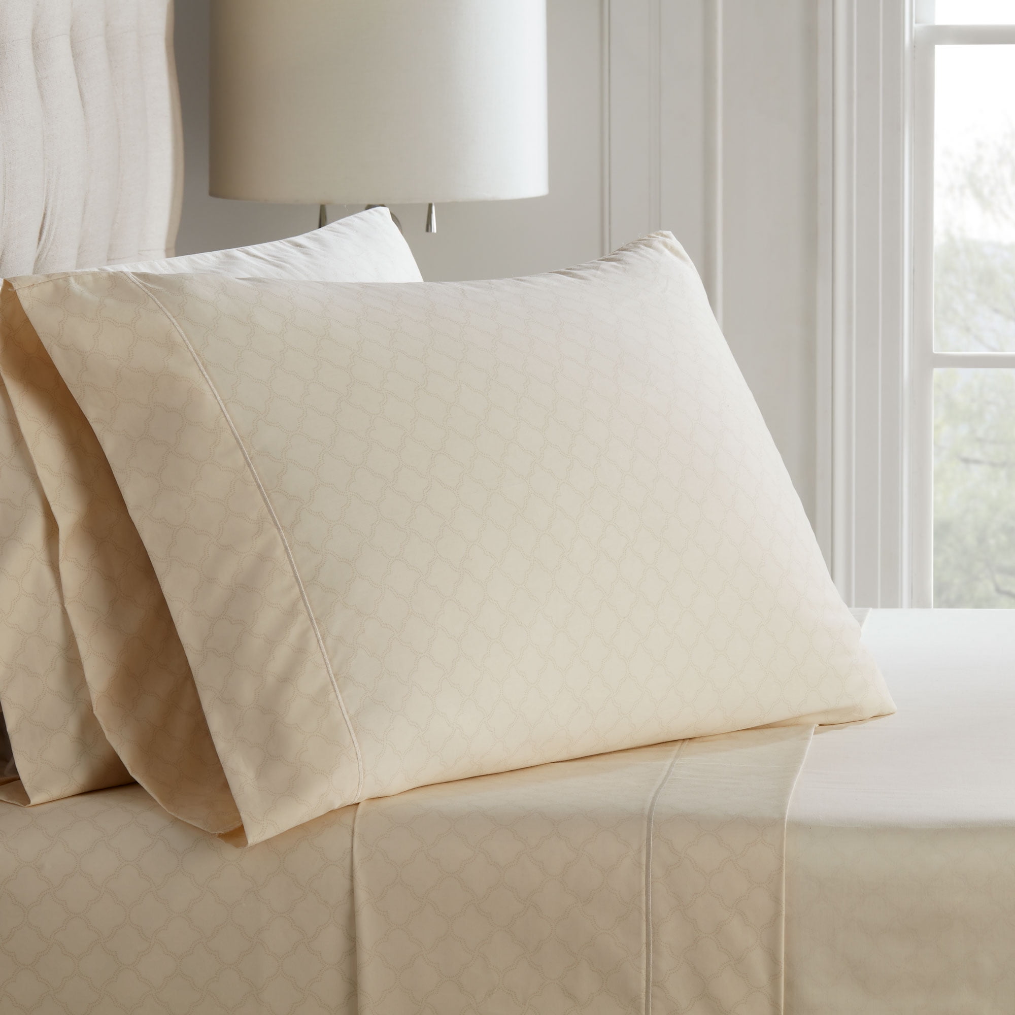 Hotel Style 4 Piece 600 Thread Count Cream Ogee Egyptian Cotton Bed Sheet Set, Queen