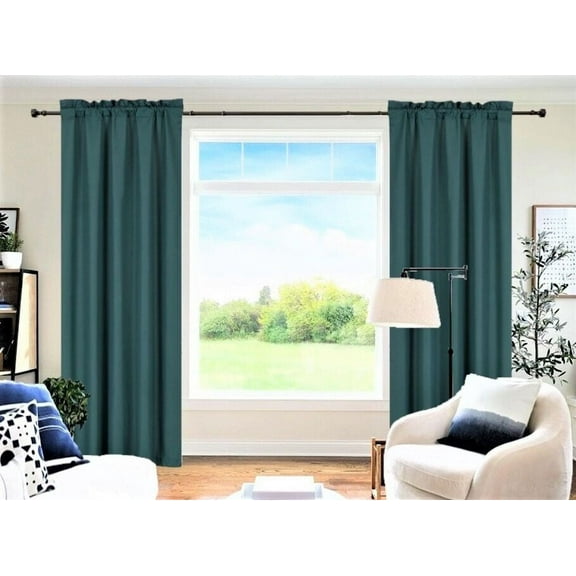 1 PAIR R64 hunter blackout elegant lined thermal lined window treatment matte solid color rod pocket easy to hang 35" wide x 84" lenght each panel