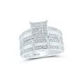 thumbnail image 2 of Sterling Silver His Hers Round Diamond Square Matching Wedding Set 1/2 Cttw, 2 of 3