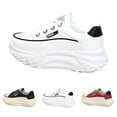 thumbnail image 3 of XIMIN Women's Leather Platform Increasing High Heel Leather Upper Sneakers Fashion Chunky Lace Up Sports Trainers High Top Casual Non-Slip Walking Wedge Sneakers, 3 of 6