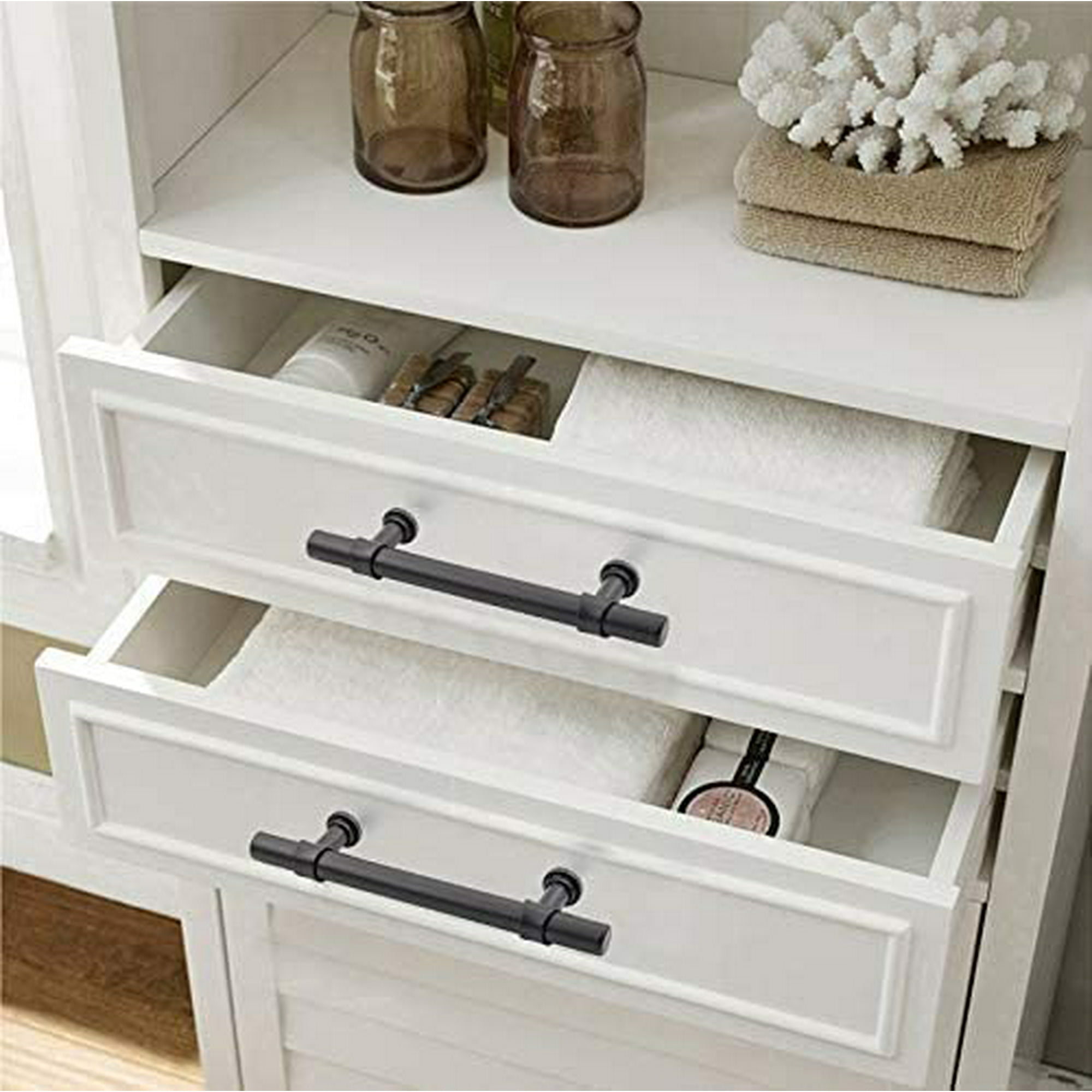 Lot De 2 Poignées D'armoire En Aluminium Pour Meubles De Cuisine - Poignées De Tiroir - Blanc (trou Unique