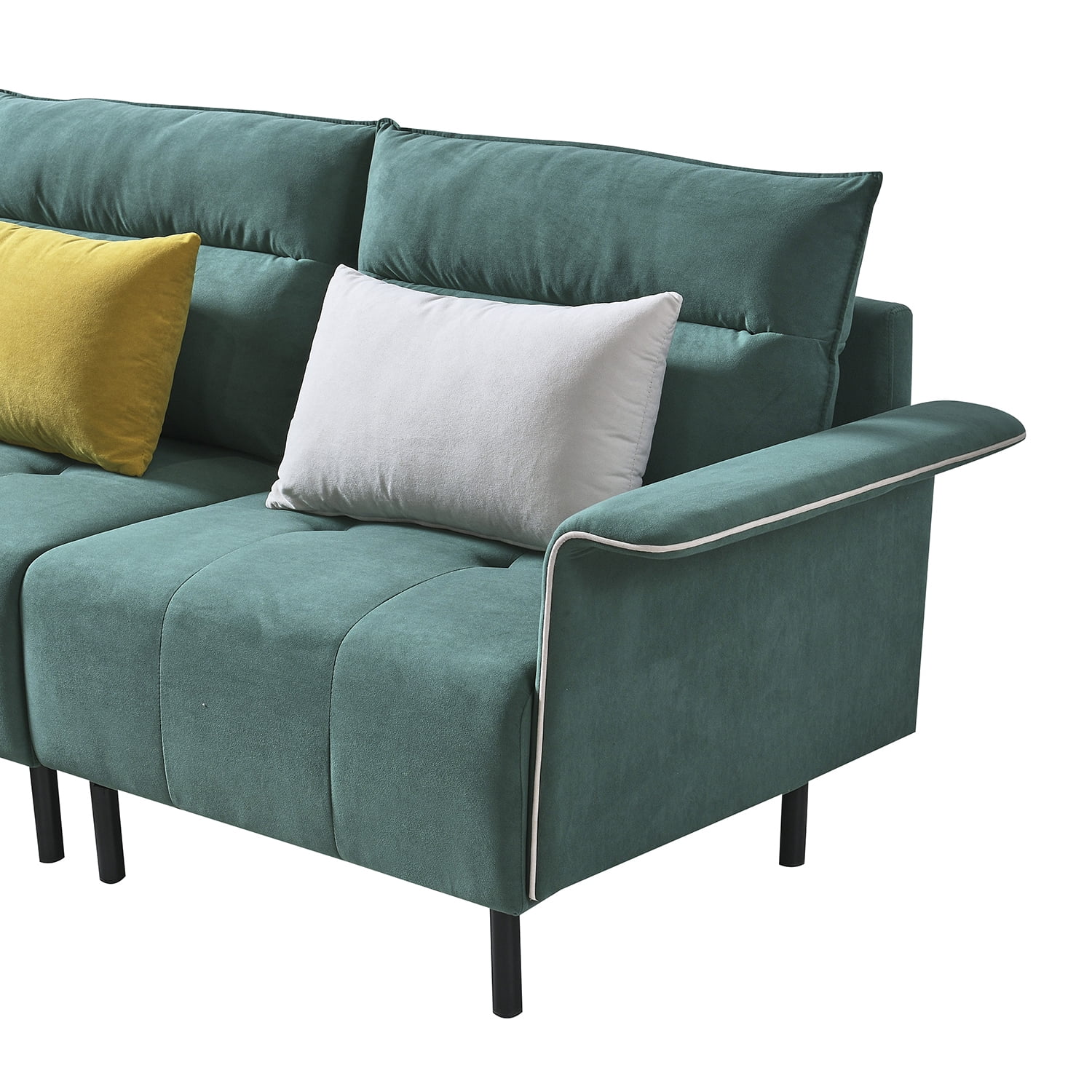 Resenkos Modern Sofa for Room Large Velvet Fabric U-Shape Sofa Set for Living Room, Couch for Apartment Double Extra Wide Chaise Lounge Couch, Green Resenkos Modern Sofa for Room Large Velvet Fabric U-Shape Sofa Set for Living Room, Couch for Apartment Double Extra Wide Chaise Lounge Couch, Green