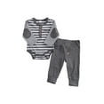 thumbnail image 2 of Franhais 2 Pcs Baby's Casual Suit, Long Sleeve Stripe Romper, Button Decoration Loose Trousers, 2 of 8