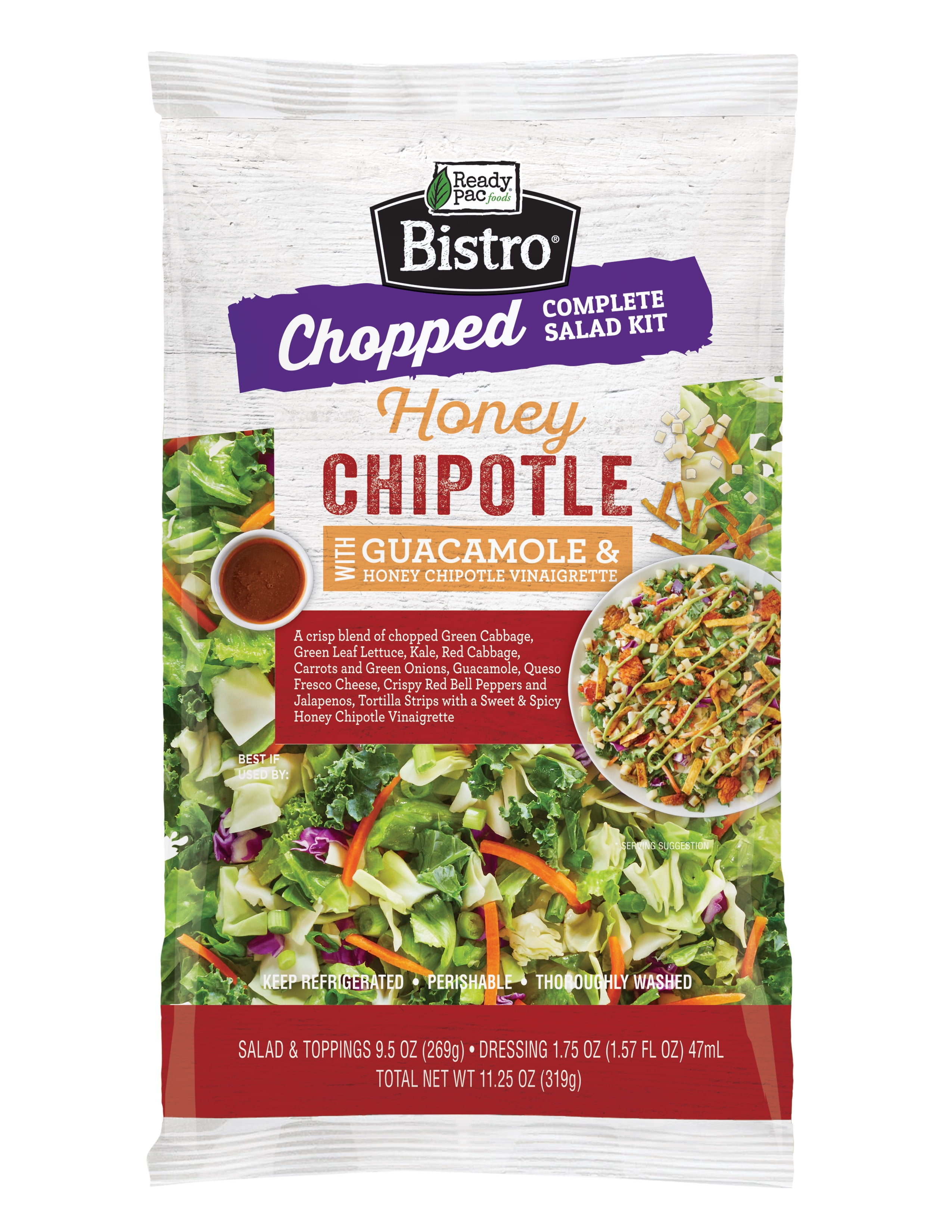 Ready Pac Foods Bistro Chopped Salad Kit Honey Chipotle And Guacamole Dressing Walmart Com