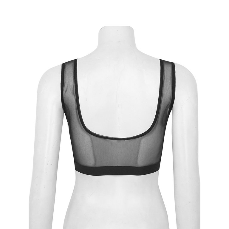 Black Mesh Strappy Crop Top, Tops