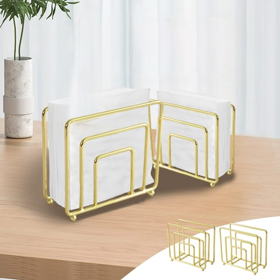 COFEST Napkin Holder for Table, Modern Metal Napkin Holders for Kitchen Dining Tables & Countertops, Paper Cocktail Napkins Holder Dispenser for Indoor & Outdoor Use Gold