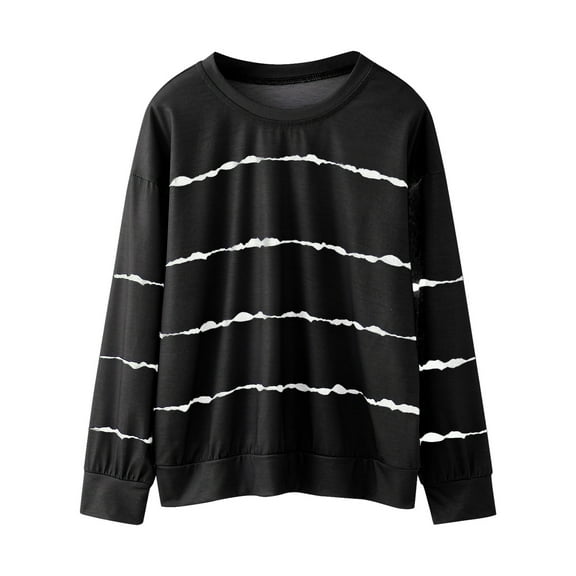 Fshinging Clearance Girls Casual T Shirts Fashion Tops Spring Autumn Striped Long Sleeve Hoodie Sweatshirt Casual Crewneck Basic Tees Size 4-5 Years