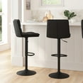 thumbnail image 3 of Merrick Lane Set of 2 Modern Faux Leather Upholstered Adjustable Height Bar Stools with Sturdy Iron Bases in Black, 3 of 12