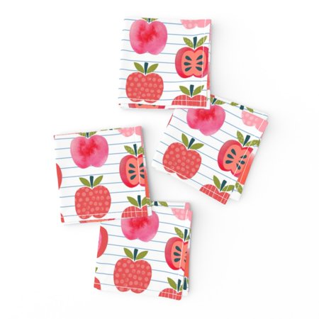 Cocktail Napkins Pink Apple Summer Fruit Kitchen Decor Stripe Back
