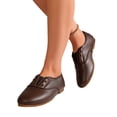 thumbnail image 6 of IEMIEMIEM Women's Faux Leather Oxford Flats Slip On No Laces Round Toe Casual Loafers Retro Soft Flat Walking Dress Shoes Brown 9 Wide, 6 of 7