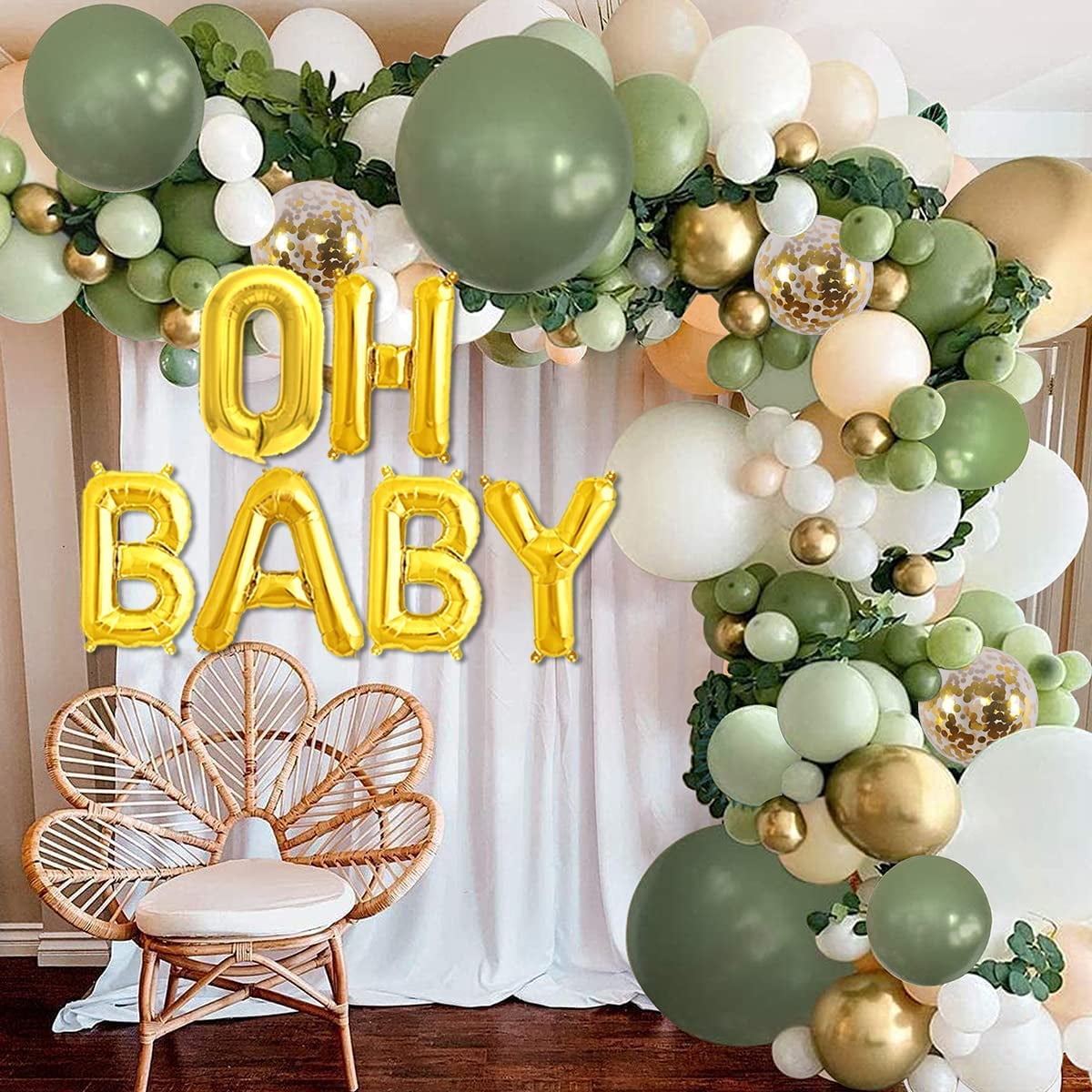 Buy Sage Green Baby Shower Balloon Garland Kit Decorations Oh Baby Balloon for Boy Girl Woodland